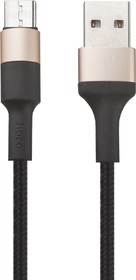 Фото 1/2 USB кабель Hoco X26 Xpress Charging Data Cable For Micro L=1М черный/золотой