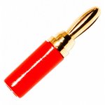 Banana Plug, Red, 5A, 1kV, Gold, Pack of 10 pieces