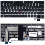 Клавиатура для ноутбука Lenovo Thinkpad T460S T470S черная с серебристой рамкой