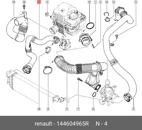 144604965R, Патрубок интеркулера правый Renault Master III 2010- 2.3dCi (RWD)