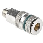 Brass, Steel Male Pneumatic Quick Connect Coupling, R 1/4 Male Threaded