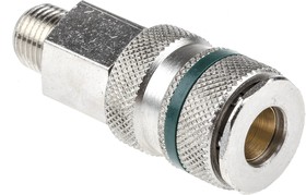 Фото 1/4 Brass, Steel Male Pneumatic Quick Connect Coupling, R 1/4 Male Threaded