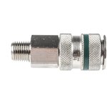 Brass, Steel Male Pneumatic Quick Connect Coupling, R 1/4 Male Threaded