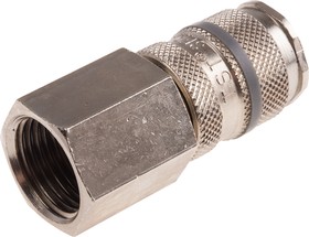 Фото 1/3 Brass Female Pneumatic Quick Connect Coupling, G 1/2 Female Threaded