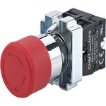 NP2-BS545, Кнопка "Грибок" 40мм с фиксацией без подсветки красная 1НО+1НЗ, IP40