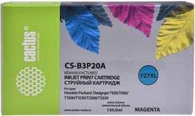 Фото 1/2 Картридж струйный Cactus CS-B3P20A №727 пурпурный (130мл) для HP DJ T920/T1500/T2530