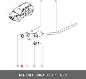 206910004R Прокладка трубы глушителя (мет), RENAULT | купить в розницу ...