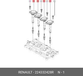 224332428R, Катушка зажигания RENAULT: SCENIC III, CLIO III, MEGANE III