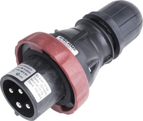 Фото 1/3 219.3236, IP66 Red Cable Mount 3P + E Power Connector Plug ATEX, IECEx, Rated At 32A, 380 → 415 V