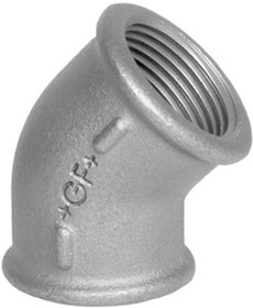 Фото 1/2 770120205, Galvanised Malleable Iron Fitting, 45° Elbow, Female BSPP 3/4in to Female BSPP 3/4in