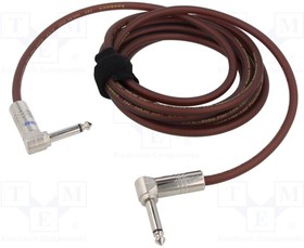 TK113PSF-TB, Cable; Jack 6.3mm 2pin angled plug,both sides; 3m; brown; 0.5mm2