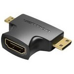 Адаптер-переходник Vention HDMI 19F/Mini HDMI 19M/Micro HDMI 19M (AGFB0) ...