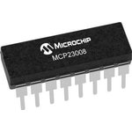 MCP23008-E/P, Расширитель I/O, 8бит, 1.7 МГц, I2C, Последовательный, 4.5 В ...