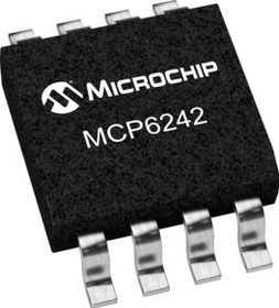 Фото 1/3 MCP6242-E/SN, Микросхема 2x операционный усилитель 1,8В 650kГц SO8