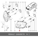 Фара L RENAULT Duster (4WD) RENAULT 2606 098 77R