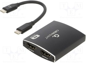 A-CM-HDMIF2-01, Адаптер; HDMI 1.4,USB 3.1; 0,15м; черный; Cablexpert
