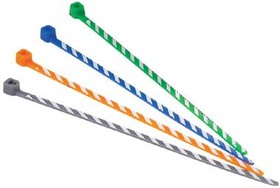 PLT1M-L3-2, Pan-Ty® locking tie, miniature cross section, 4.0" (102mm) length, nylon 6.6, orange/red stripe.