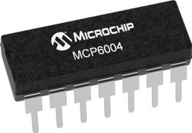 Фото 1/4 MCP6004-E/P, Операционный усилитель, Четверной, 4 Усилителя, 1 МГц, 0.6 В/мкс, 1.8В до 6В, DIP, 14 вывод(-ов)