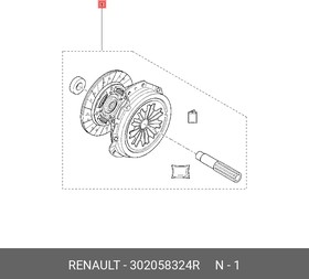 Фото 1/2 302058324R, Комплект сцепления RENAULT: 1.5dCi (K9K) LOGAN, DUSTER, SANDERO, CLIO II, FLUENCE, MEGANE II/III, SC