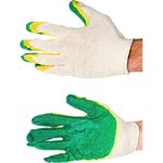 Перчатки ХБ с двойным латексным покрытием ладони, зеленые, 13 класс, (к-т 5 пар) AWG-C-09