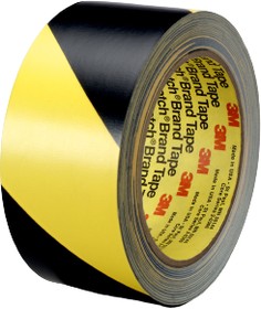 3M 5702 51mmx33m, 5702 Black, Yellow Vinyl 33m Hazard Tape, 0.14mm Thickness