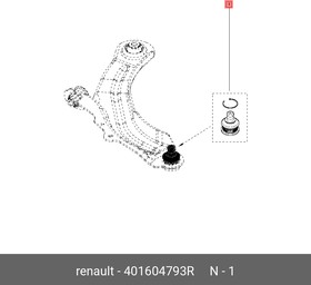 Опора шаровая L=R RENAULT Logan 04-  / Sandero 08-  / Clio III 05-  RENAULT 4016 047 93R