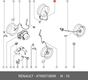 479007380R, Датчик, частота вращения колеса | зад прав |
