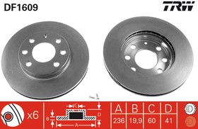 Фото 1/4 DF1609, DF1609_диск тормозной передний!\ Opel Astra/Ascona/Kadett 1.4-1.7D 82