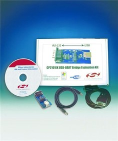 Фото 1/5 CP2103EK, Оценочный комплект, CP2103 мост USB - UART, транслятор RS-232 уровня, DB-9 разъем