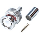 RND 205-00419, Connector, BNC, Brass, Plug, Straight, 50Ohm, Cable Mount ...