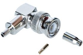 RND 205-00471, Connector, BNC, Brass, Plug, Right Angle, 50Ohm, Cable Mount, Crimp Terminal