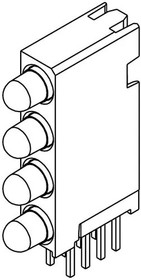 568-0101-111F, Индикатор печатной платы, Красный, 4 светодиод(-ов), Сквозное Отверстие, T-1 (3мм), 10 мА, 10 мкд