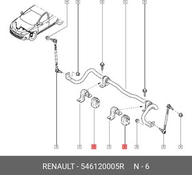 546120005R, Втулка стабилизатора передн RENAULT: MEGANE III