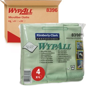 Фото 1/7 8396, Wypall Green Cloths for Glass and Mirror Cleaning, Dry Use, Bag of 6, 400 x 400mm, Repeat Use