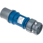 3919, PowerTOP IP44 Blue Cable Mount 3P Industrial Power Plug, Rated At 16A, 230 V