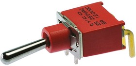 1-1825142-5, Switch Toggle ON None ON SPDT Long Baton Lever PC Pins 20VAC 20VDC 0.4VA PC Mount with Bracket Bulk