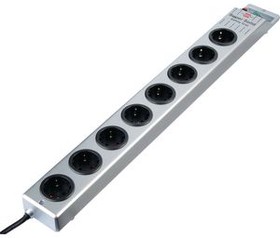 1153340118, Outlet Strip Super-Solid 8x DE Type F (CEE 7/3) Socket - DE Type F (CEE 7/4) Plug Black / Silver 2.5m