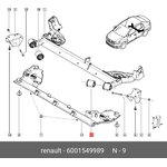 Сайлентблок задней балки L=R RENAULT Logan/LADA Largus 6001 549 989