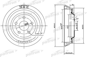 PDR1004, Барабан тормозной TOYOTA Hilux III (TGN1/GGN2/ GGN1/KUN2/KUN1) 05- (D наруж. = 345 mm)
