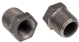 770241120, Black Malleable Iron Fitting, Straight Reducer Bush, Male BSPT 1/2in to Female BSPP 3/8in
