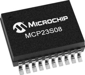 Фото 1/4 MCP23S08-E/SS, Расширитель I/O, 8бит, 10 МГц, Последовательный, SPI, 1.8 В, 5.5 В, SSOP