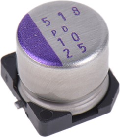 Фото 1/4 25SVPD10M, 10μF Surface Mount Polymer Capacitor, 25V dc