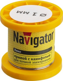 Фото 1/3 Припой Navigator 93 076 NEM-Pos02-61K-1-K50 (ПОС-61, катушка, 1 мм, 50 гр)
