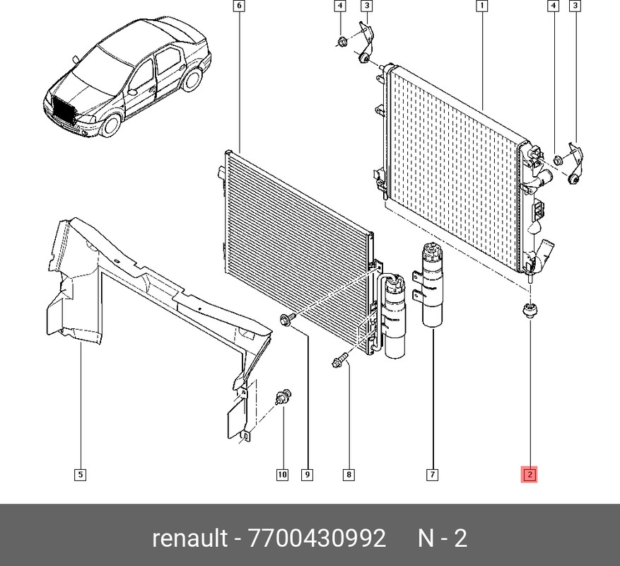 Втулка крепления радиатора нижняя RENAULT LOGAN 05-/SANDERO 08-/DUSTER 10-