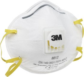 Фото 1/10 3M 8812, 8000 Series Disposable Face Mask for General Purpose Protection, FFP1, Valved, Moulded, 10 per Package
