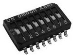 A6HF-4102-PM, Switch DIP OFF ON SPST 4 Flush Slide 0.025A 24VDC Gull Wing 1.27mm SMD T/R