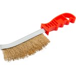 38411, Корщетка с изогнутой пластиковой ручкой латунированная тип В