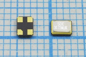 Кварцевый резонатор 30.720МГц, SMD 3.2x2.5мм с 4-мя контактами, нагрузка 8пФ, точность 10ppm; 30720 \SMD03225C4\ 8\ 10\ 15/-40~85C\SMD3225\1