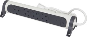 Фото 1/10 Legrand Revolution Комфорт Бело-черный Удлинитель 4x2К+З с выкл., кабель 1,5м, плоские розетки, с ИПМ и защитой от перегрузки, фиксируемый п