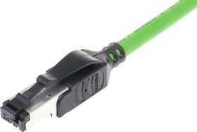 Фото 1/3 09457711125, Cat5 Straight Male RJ45 to Straight Male RJ45 Ethernet Cable, U/FTP, Green PVC Sheath, 3m